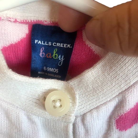 Vintage Look Falls Creek Baby Pink Heart Cardigan size 6-9 months - Picture 8 of 8
